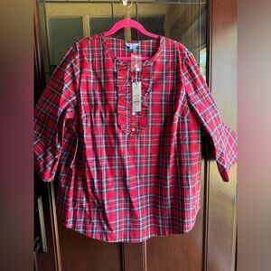 Draper James Holiday Plaid Blouse 1X BNWT